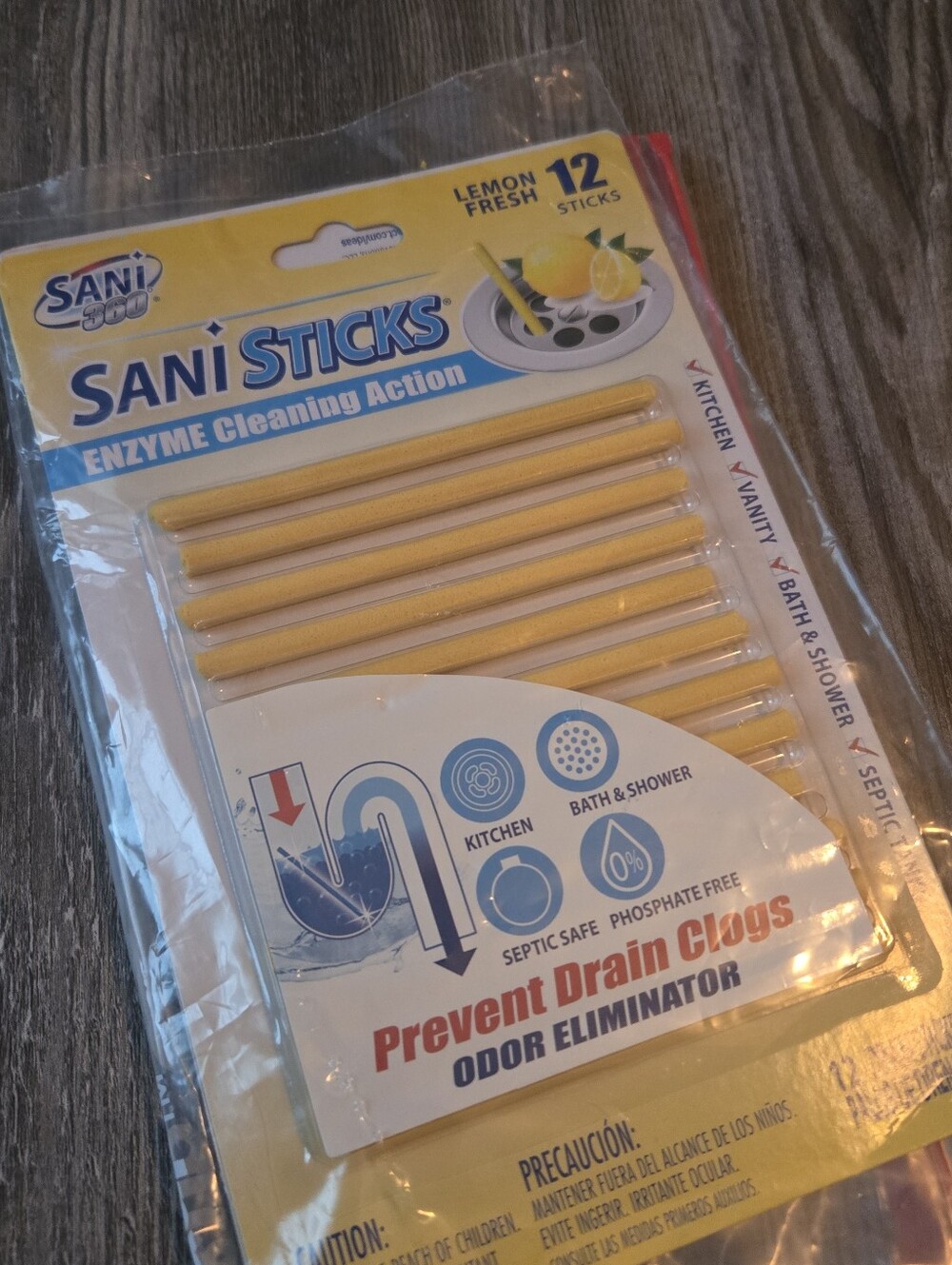 Sani Sticks Lemon Fresh Drain Odor Eliminator - Yellow